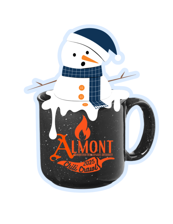 Snowman on Almont mug, 2025 Chili Crawl